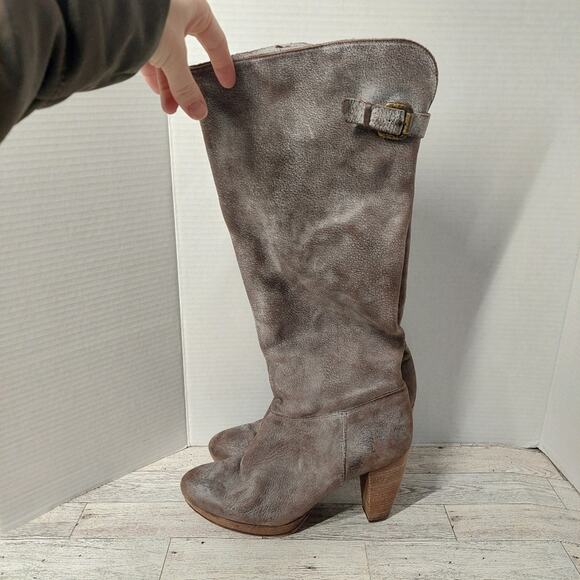 Felmini leather knee high heeled boots women's size 9 - Picture 1 of 9